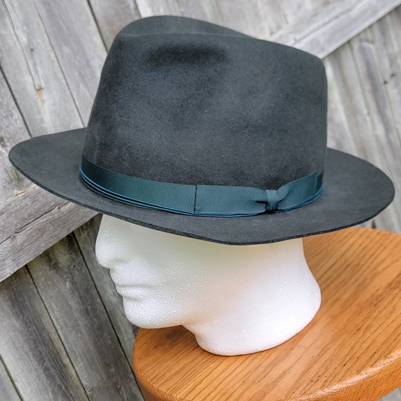 Vintage Green Fedora Custom Worth & Worth Wilson Fedora Hat Size 7 5/8 Retro - Picture 12 of 15